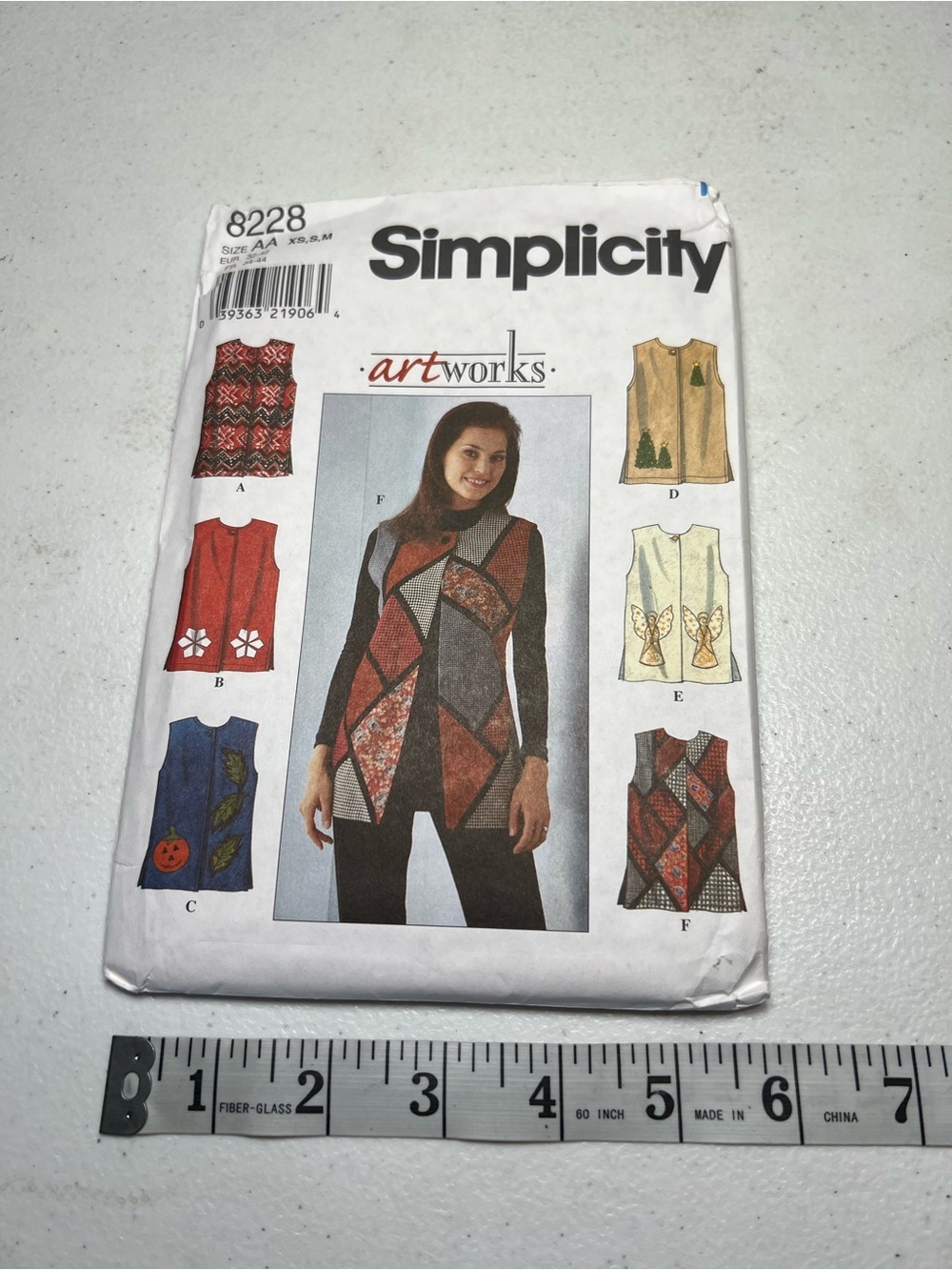 Vintage Simplicity 8228 Artworks Vest Sewing Pattern XS-M - Picture 4 of 5